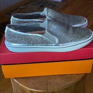 Kate Spade size 10 silver slip-ons